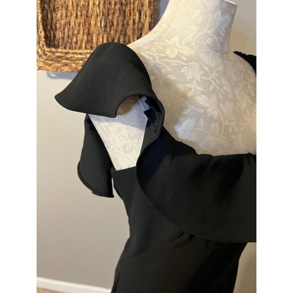 MSK Maxi Long Dress XL Black Flutter Off Shoulder Washable Wedding Cruise NWT - Picture 7 of 13